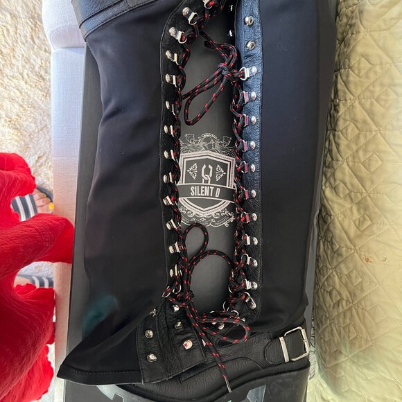 FREE PEOPLE KNEE HIGH TALL LEATHER LACE UP COMBAT BOOTS - Picture 1 of 7